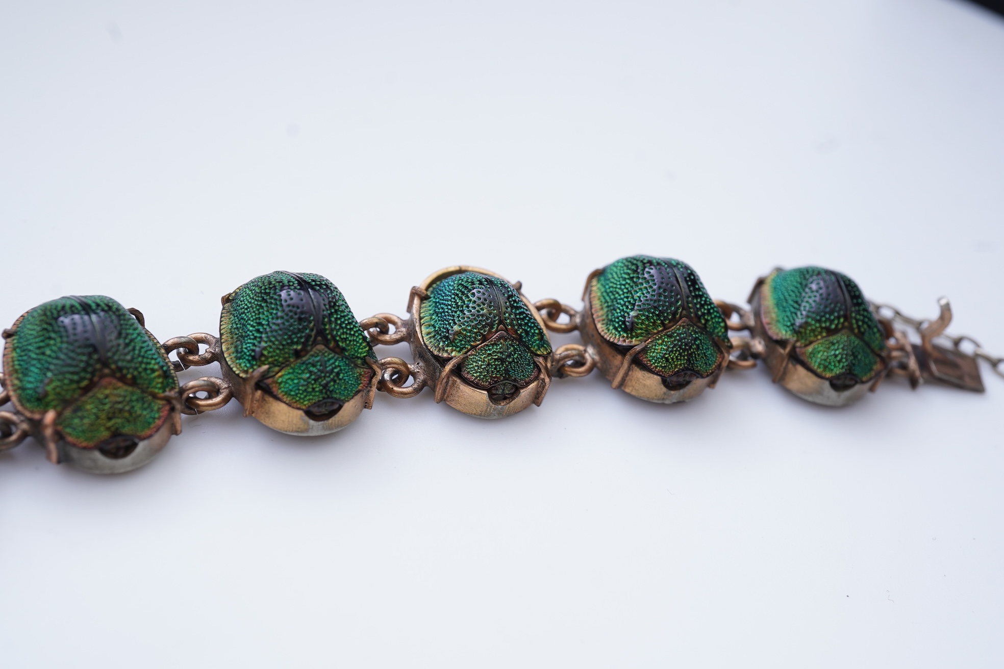 A Victorian beetle carapace bracelet, mid 19th century